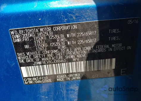 2016 Toyota Rav4 Xle from USA, damaged, VIN JTMWFREV8GJ088463